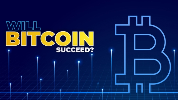 A graphic image with the text "will bitcoin succeed?"